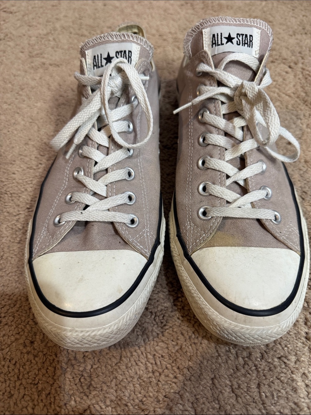 Converse Low Top Sneakers in Taupe and White